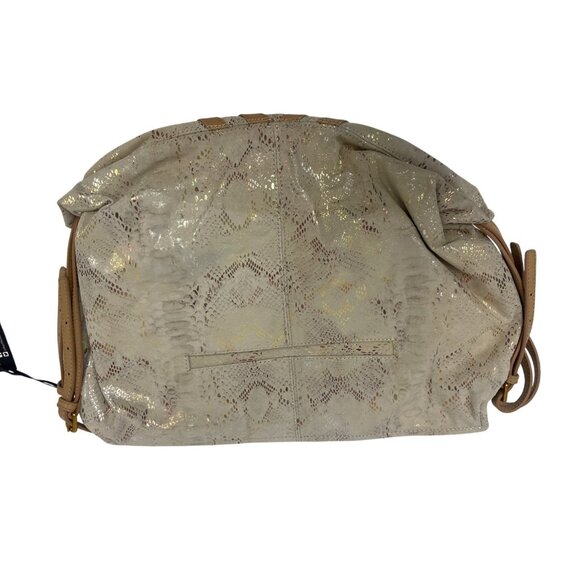 Sharif Womens Hobo Bag Beige Anaconda Tears Leather Shopper Tote Satchel NWT - Picture 3 of 14